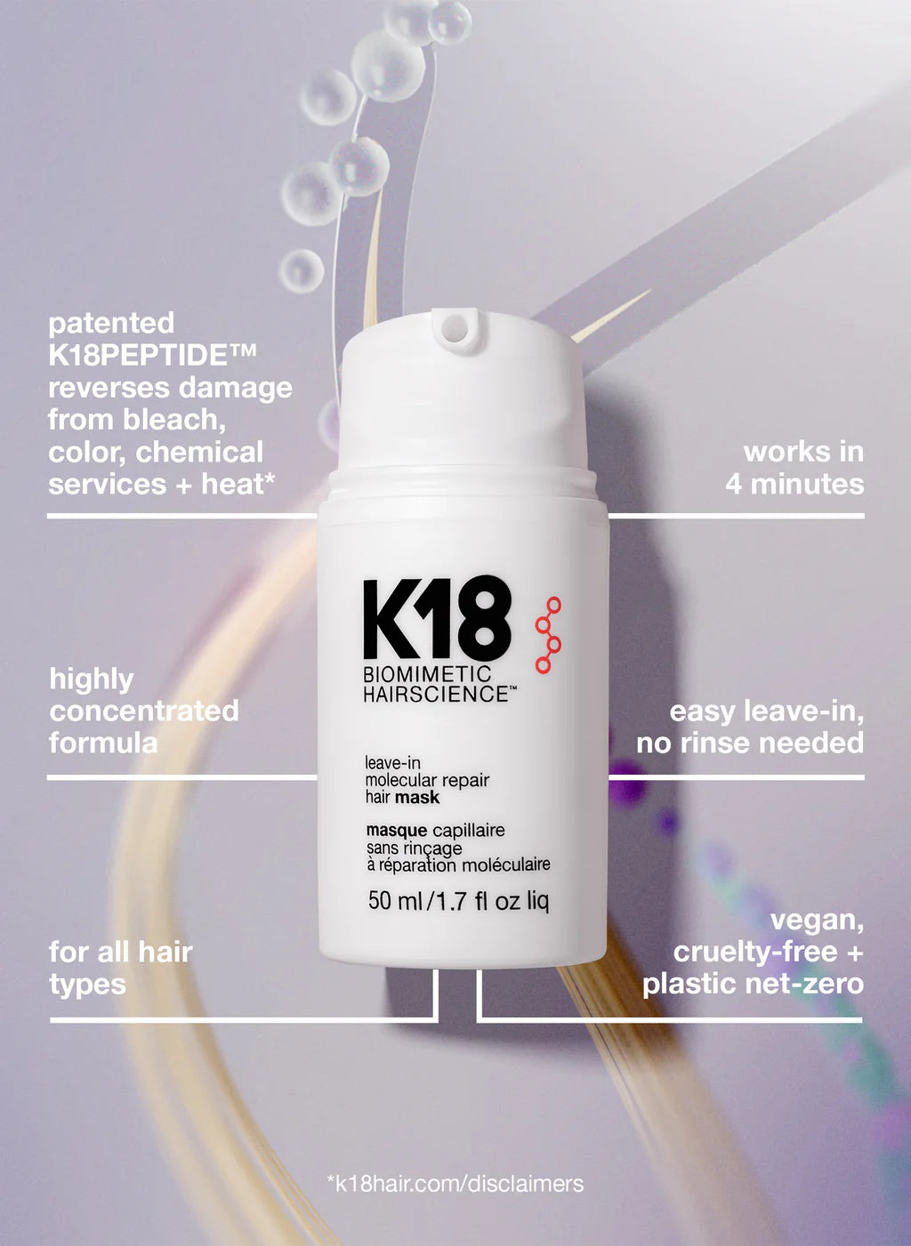 K18 full-size leave-in Molecular Repair Hair Mask Retail $75