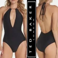 Ted Baker Black One Piece with Rose Gold Metal logo MSRP 149