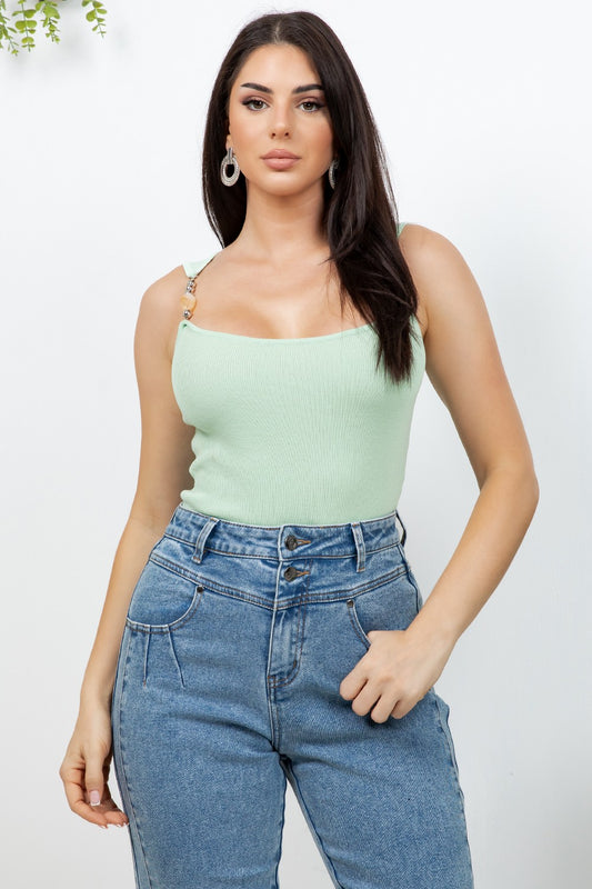 BLUMA ACCESSORIES RIBBET KNIT TOP MINT